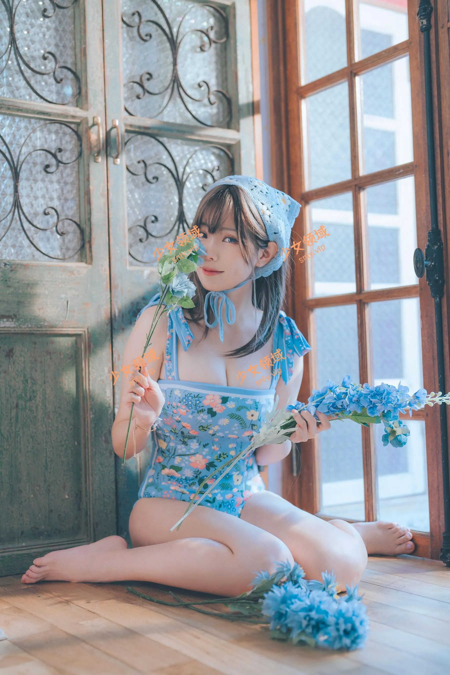 ElyEE子 – NO.122 2023.august D-復古水藍花 Vintage Aqua Blossom [39P]插图8